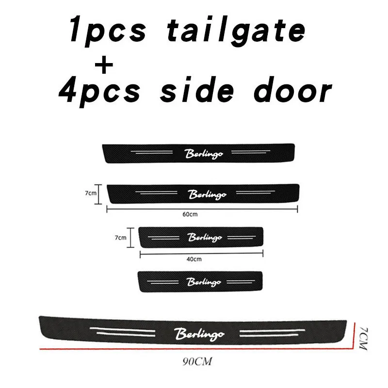 Anti-scratch Car Trunk Door Sill Plate Protector Carbon Fiber Decor Decal Threshold Citroen Berlingo Auto Accessories Car Door Sill Pedal