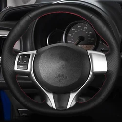 DIY Black Faux Leather Car Accessories Steering Wheel Cover For Toyota Yaris Verso S Vitz Ractis Subaru Trezia 2011-2015