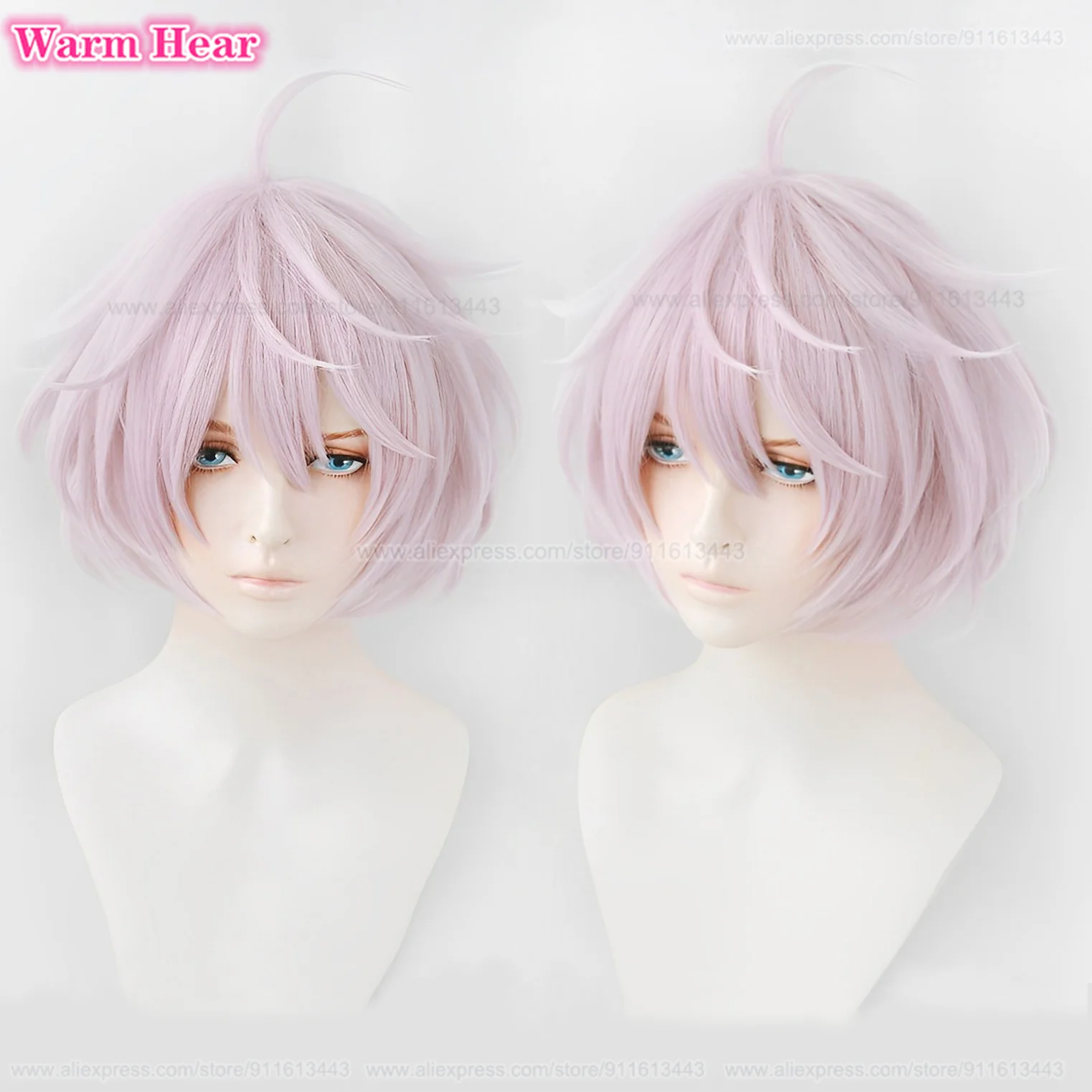 

Anime Senju Kawaragi Cosplay Wig Short Light Pink Fluffy Cos Wigs Heat Resistant Synthetic Hair Halloween Party Wigs + Wig Cap