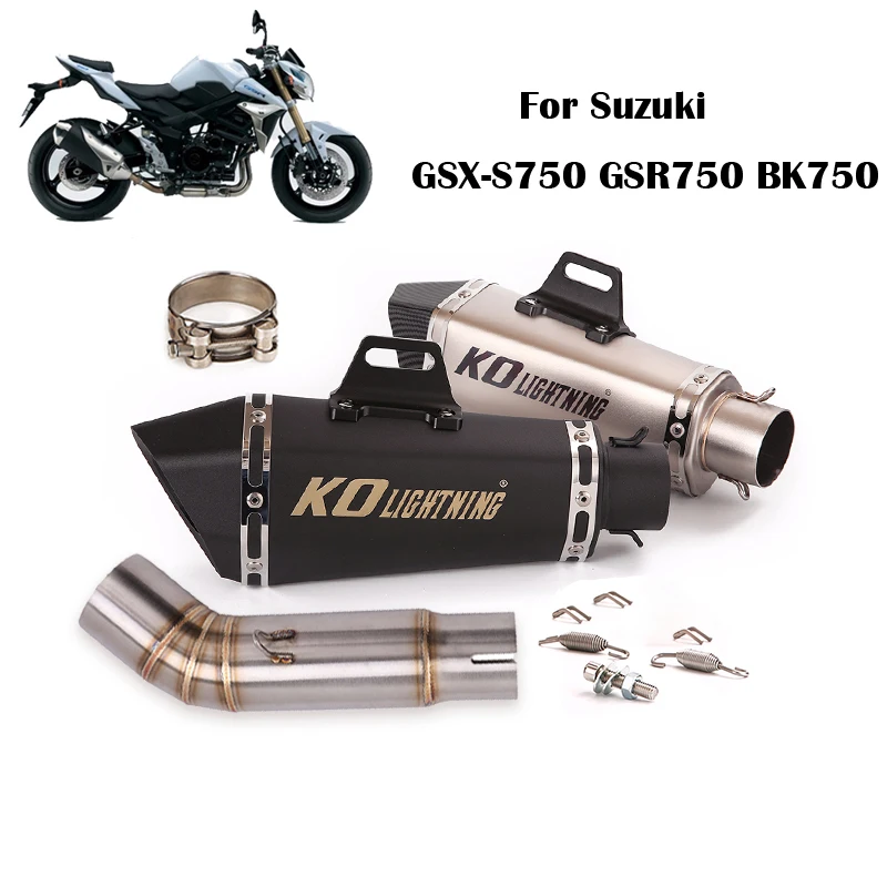 

For Suzuki GSX-S750 GSR750 BK750 51mm Motorcycle Exhaust Pipe Stainless Steel Mid Link Tube Muffler Tip Escape DB Killer Slip On