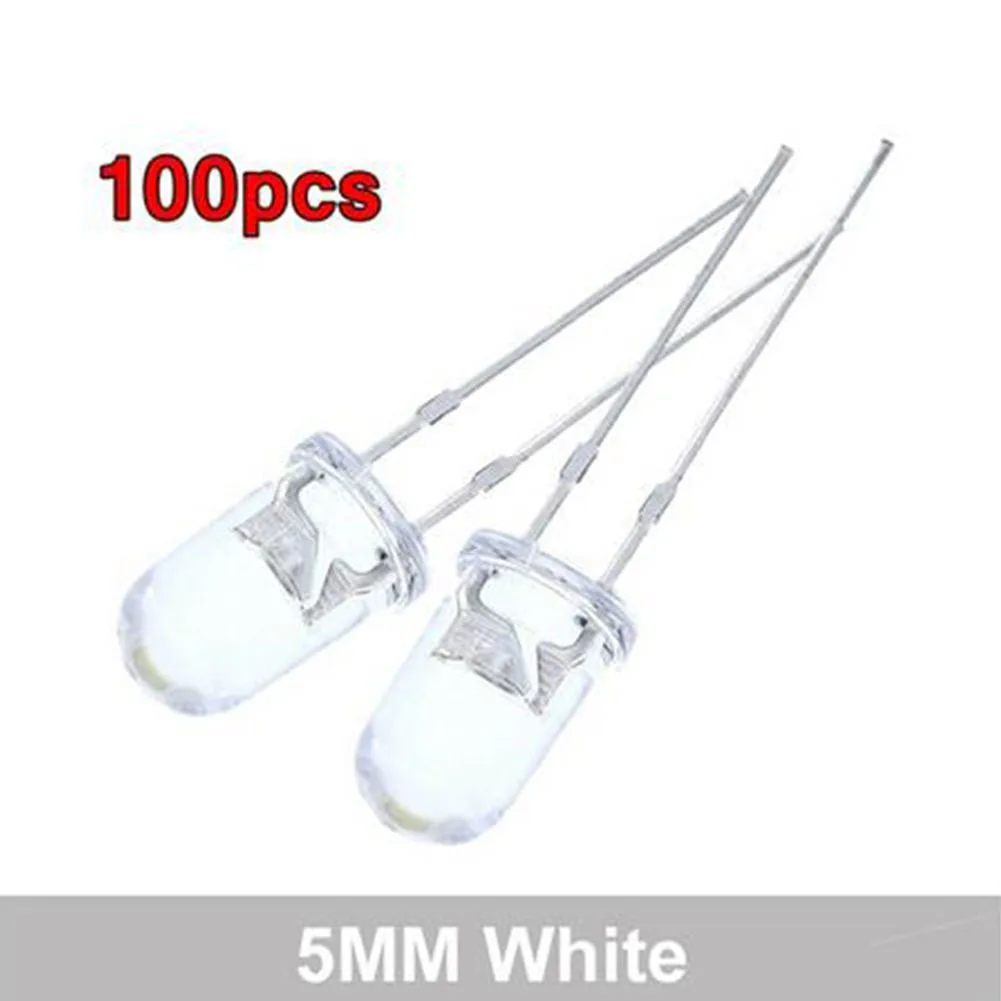 100PCS Super Bright LED Lights 5mm Red/Blue/Green/White/Yellow LED Transparent Bulb NA Socket Dome Lighting Bulbs