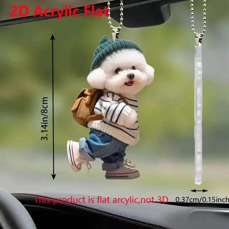 2D Creative Puppy Man Backpack Pendant Acrylic Car Pendant Cute Teddy Dog Key Accessory 4