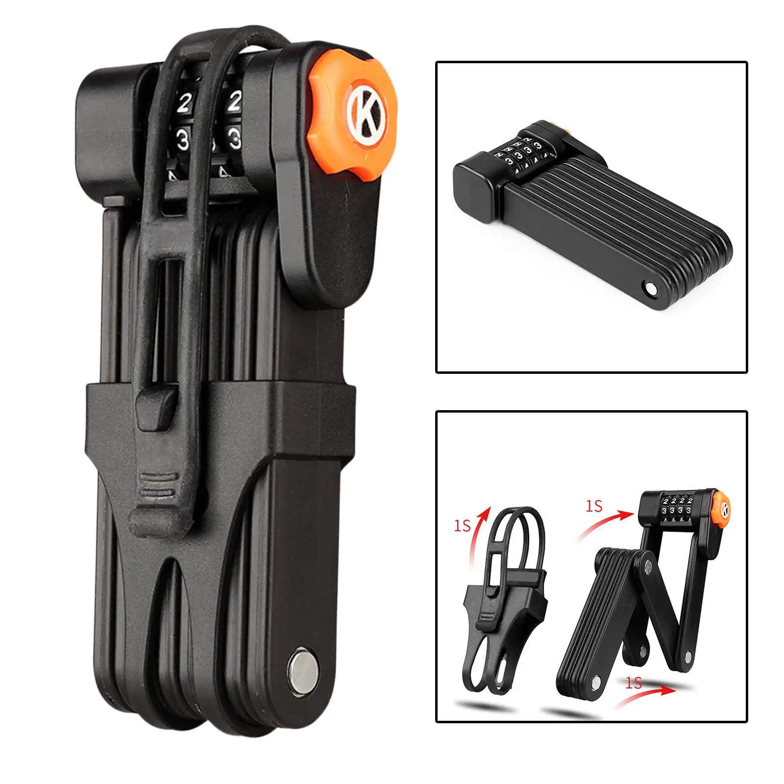 

Combination Folding Bike Lock,4 Password Bike Lock Heavy Duty Anti , Anti Foldable Bike Lock