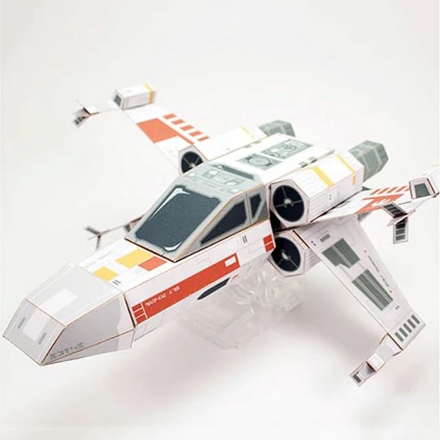 X-WING Fighter Red Paper Model Mini 3D Cube Figure Papercraft DIY Kids Adult Origami Art Handmade Craft Toys FC-014 1