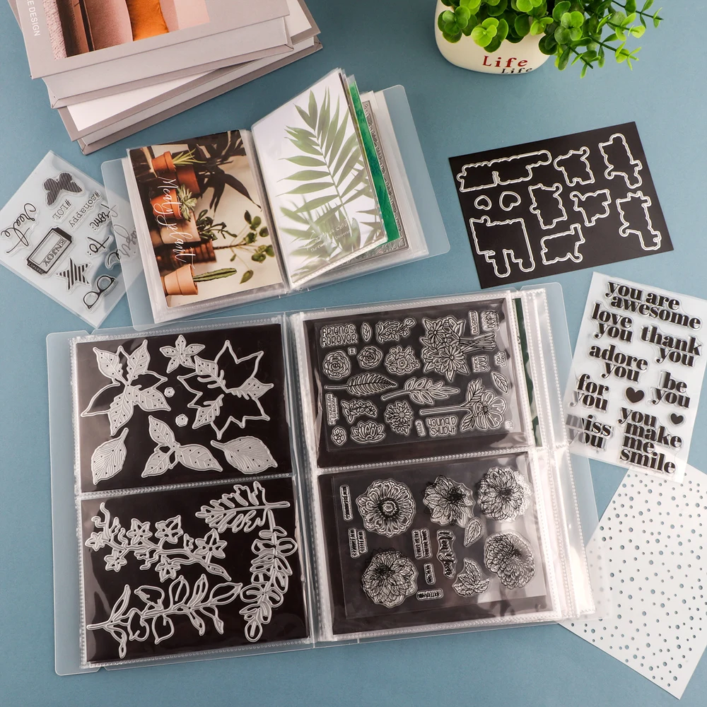 Large Clear Sticker Photo Storage Album Multipurpose Album 20 Pages For Stamp & Cutting Dies Storage Book Organizer Folder