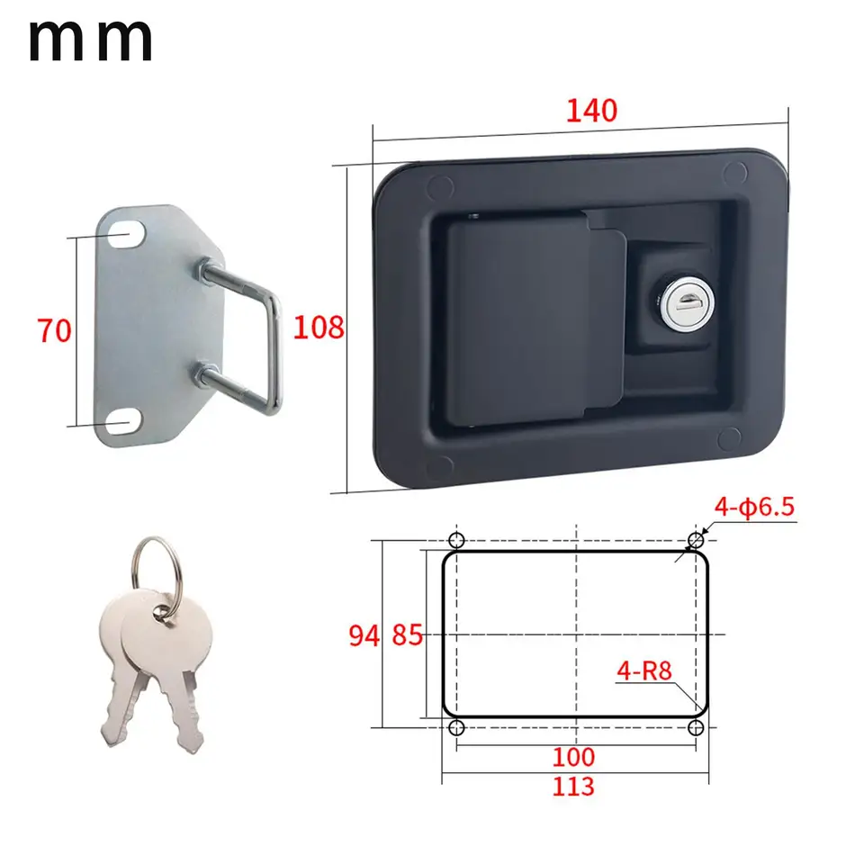 Serrure En Acier Inoxydable Pour Boîte à Outils De Camion, Remorque Ou Camping-car - Taille Large Avec 2 Clés