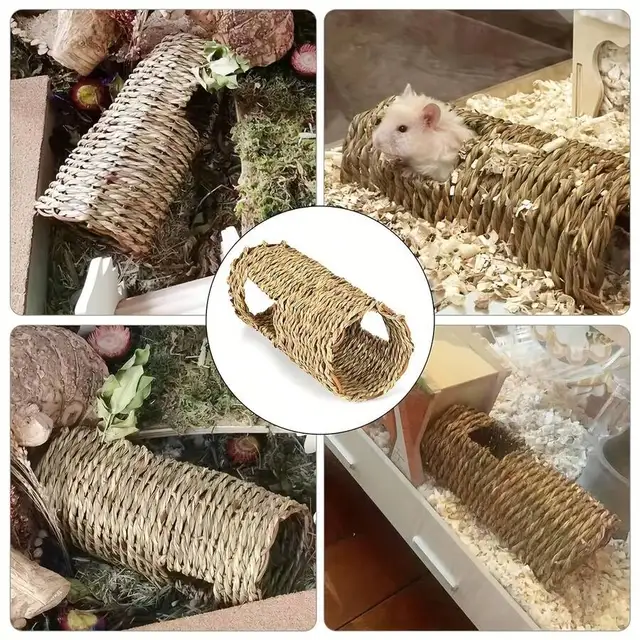 Woven Grass Hideout Tunnel For Hamsters Guinea Pigs Gerbils Chinchillas