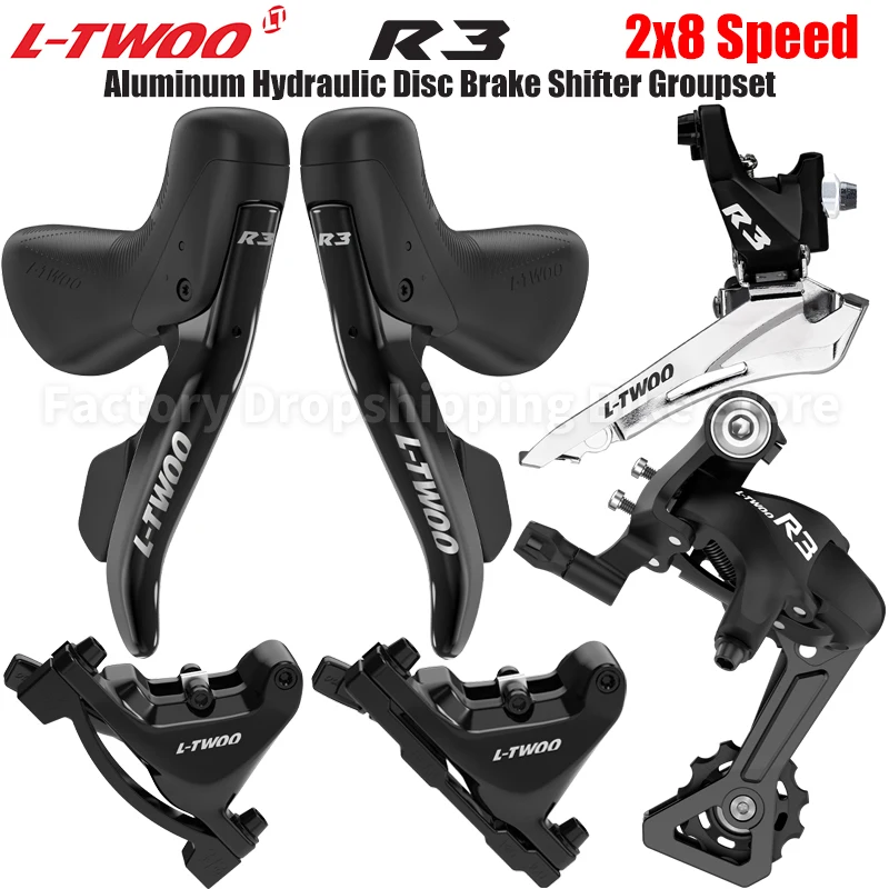 

LTWOO Road Bike R3 Aluminum Alloy Hydraulic Disc Brake Kits 2X8 Speed Dual Control Lever 32T Rear Derailleur Bicycle Parts