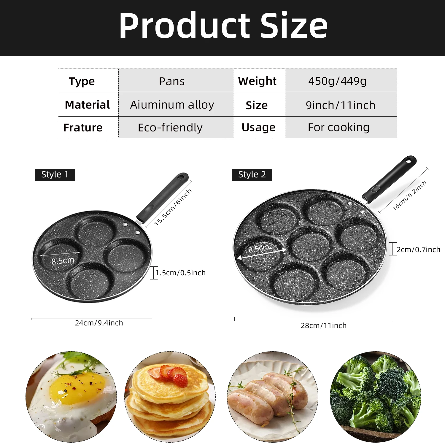 universal Nonstick Pan 9.4 Inches / 24 cm Diameter, Frying Pan With Lid For  Bacon, Pancakes, and Steaks, Egg Pan with Ergonomic Handle