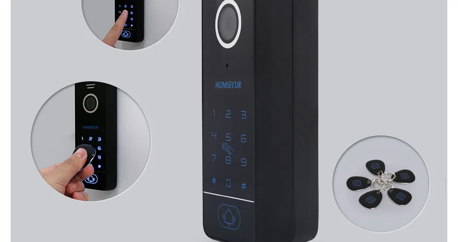 S2686383aca8d4f12b28acc680ca40d1b1 HOMSECUR 7" 4 Wire Tuya WIFI HD Video Doorphone Entry Intercom Password/Card Doorbell Camera Monitoring Recording Snapshot