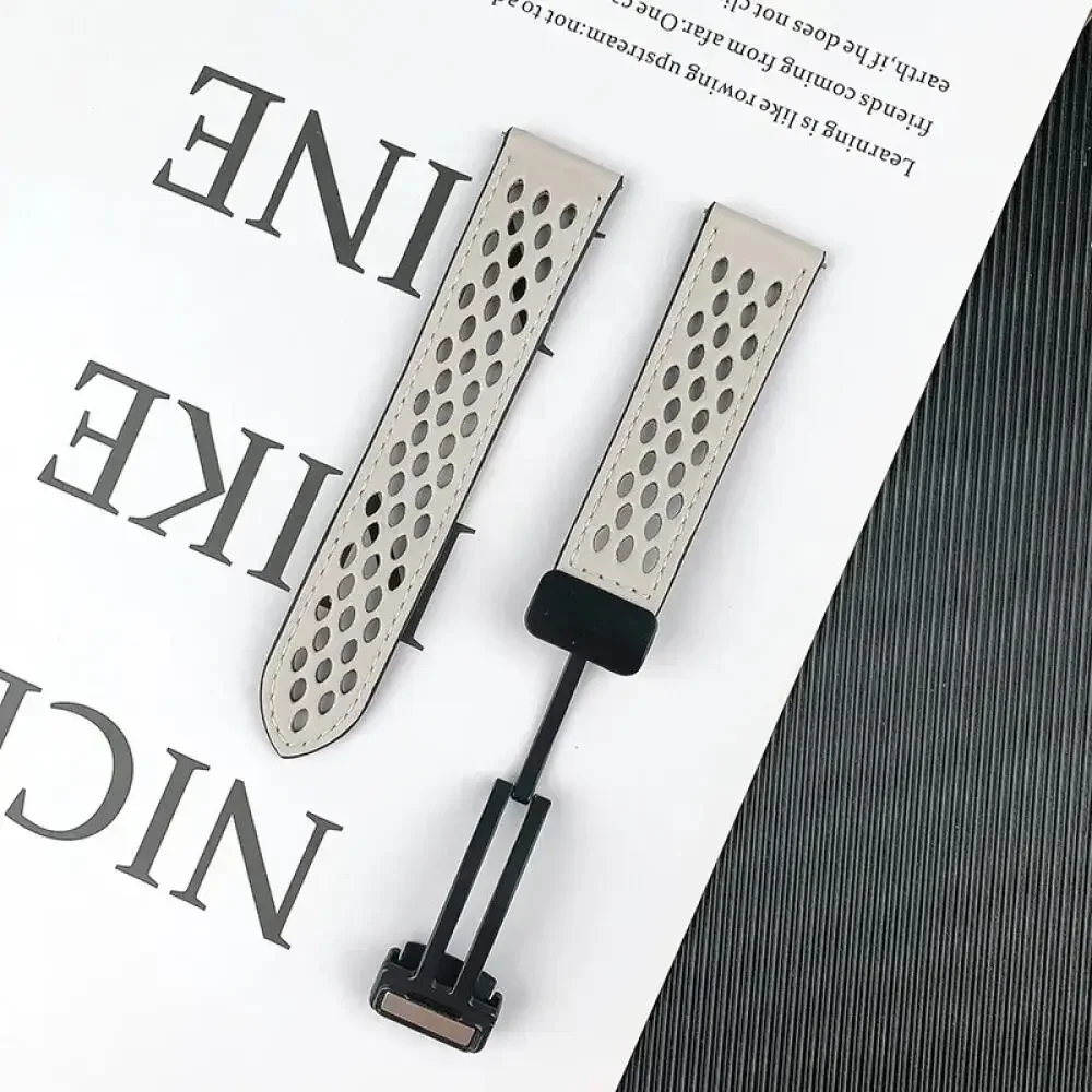 Silicone and Leather Magnetic Strap - 20mm/22mm Band