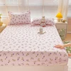 Purple Flower Bed Sheets Single/Queen/King Size Fitted Bed Sheet with Elastic Band drap de lit High Quality Mattress Cover 180 1