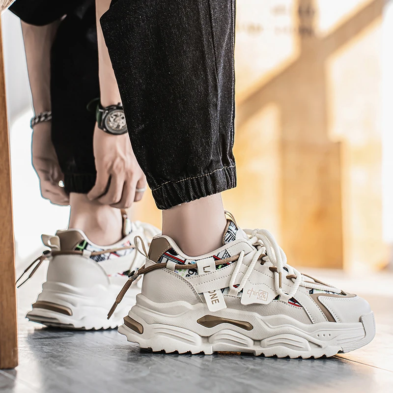 Spring Board Shoes Clunky Sneakers Men Shoes Breathable Casual Shoes Canvas shoes Vulcanized Sneakers Platform Walking Shoes - Image 4