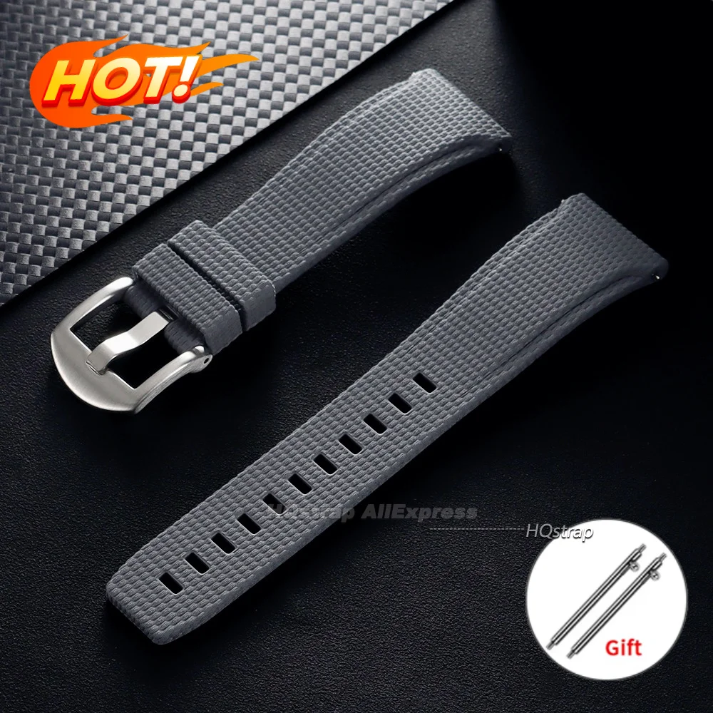 Premium FKM Rubber Waterproof Watch Strap with Curved End - 20/21/22mm
