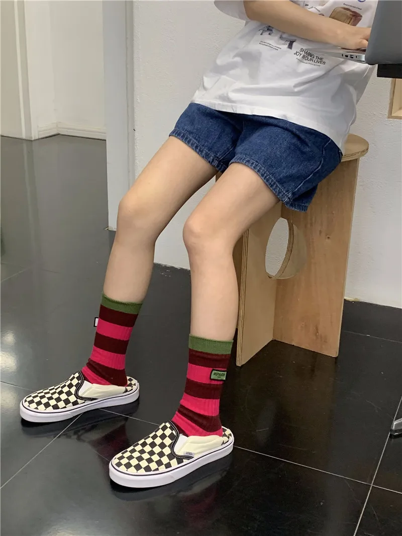 Frauen Frühling Antumn Baumwolle Farbe Lange Socken Mid-rohr Strümpfe Nette Rose Rot Haufen Haufen Socken Süße Stil für Mädchen Geschenk Kawaii – Detail 11