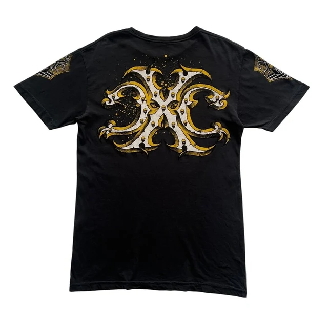 AXR Xzavier Rhinstones Wings Black Y2K Streetwear Shirt