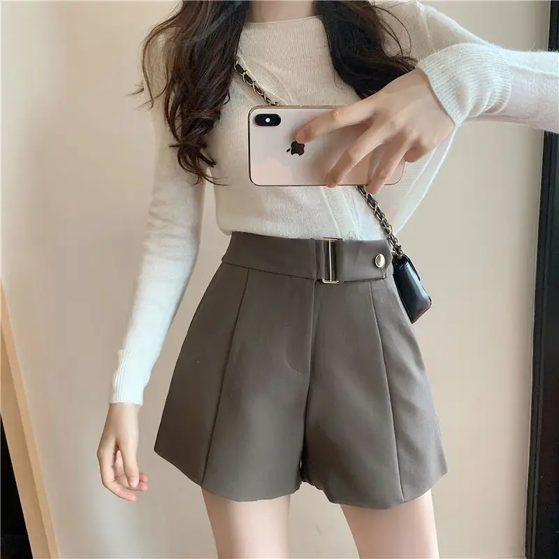 Trend High Waist All-match Wide Leg Pants Spring Summer New Solid Color Loose Youth Shorts Casual Fashion Women Clothing S-XL