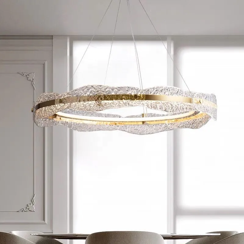 

All copper light luxury living room large chandelier modern minimalist personality dining room bedroom lamp round crystal lamps
