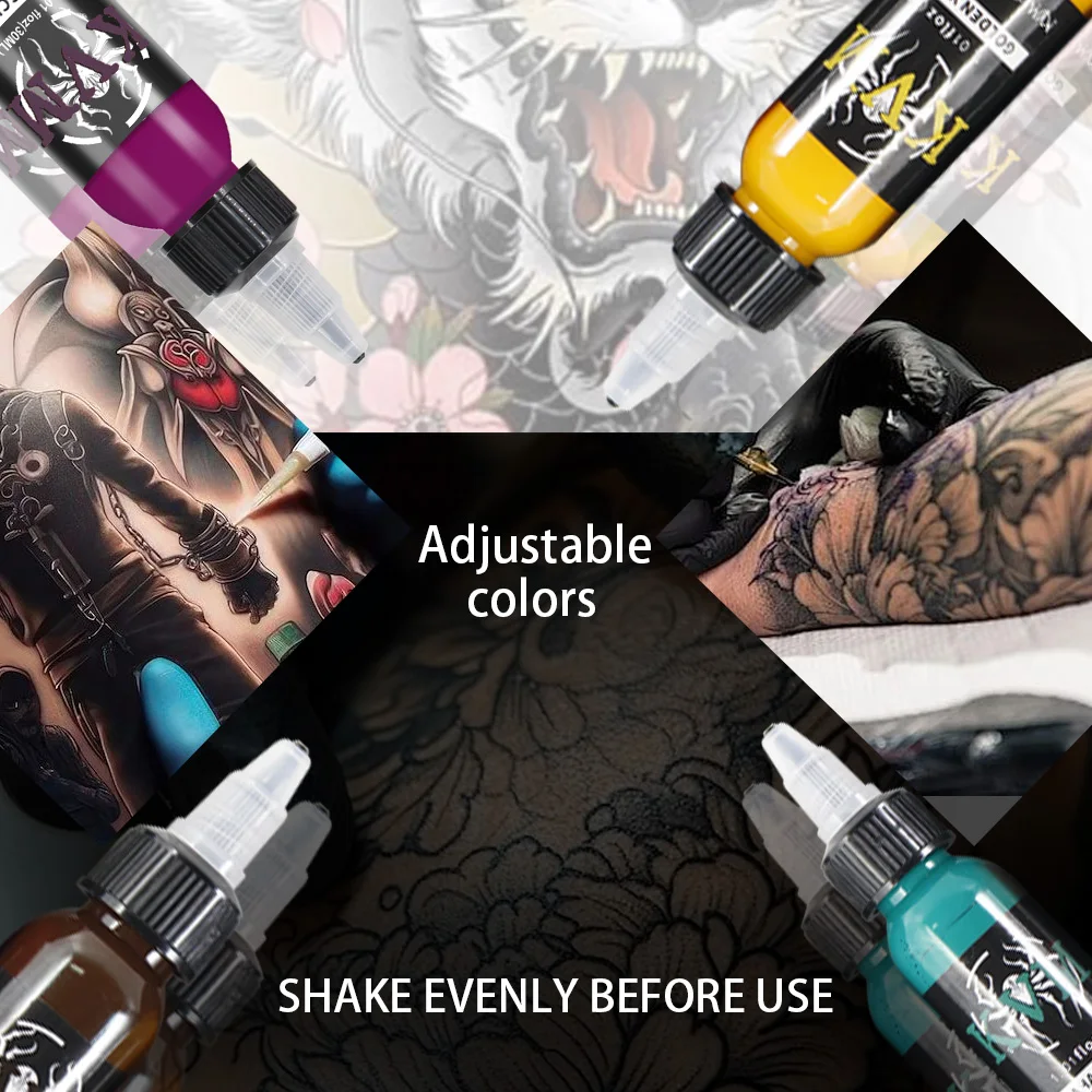 KVM 30ml 7/14 Colors Professional tattoo ink for body art natural plant micro pigment permanent tattoo ink tattoo ink tattoo ink pigment tattoo ink kit