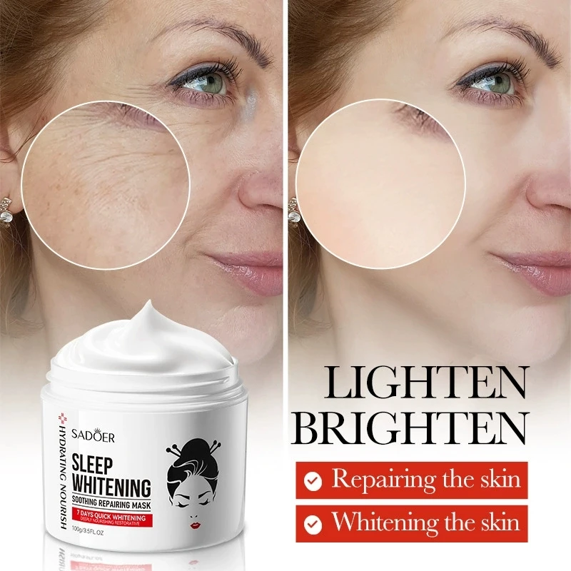 SADOER Kojic Acid Sleeping Facial Mask Moisturizing Brightening Anti-aging Face Mask Creams Masks Beauty Face Skin Care Products