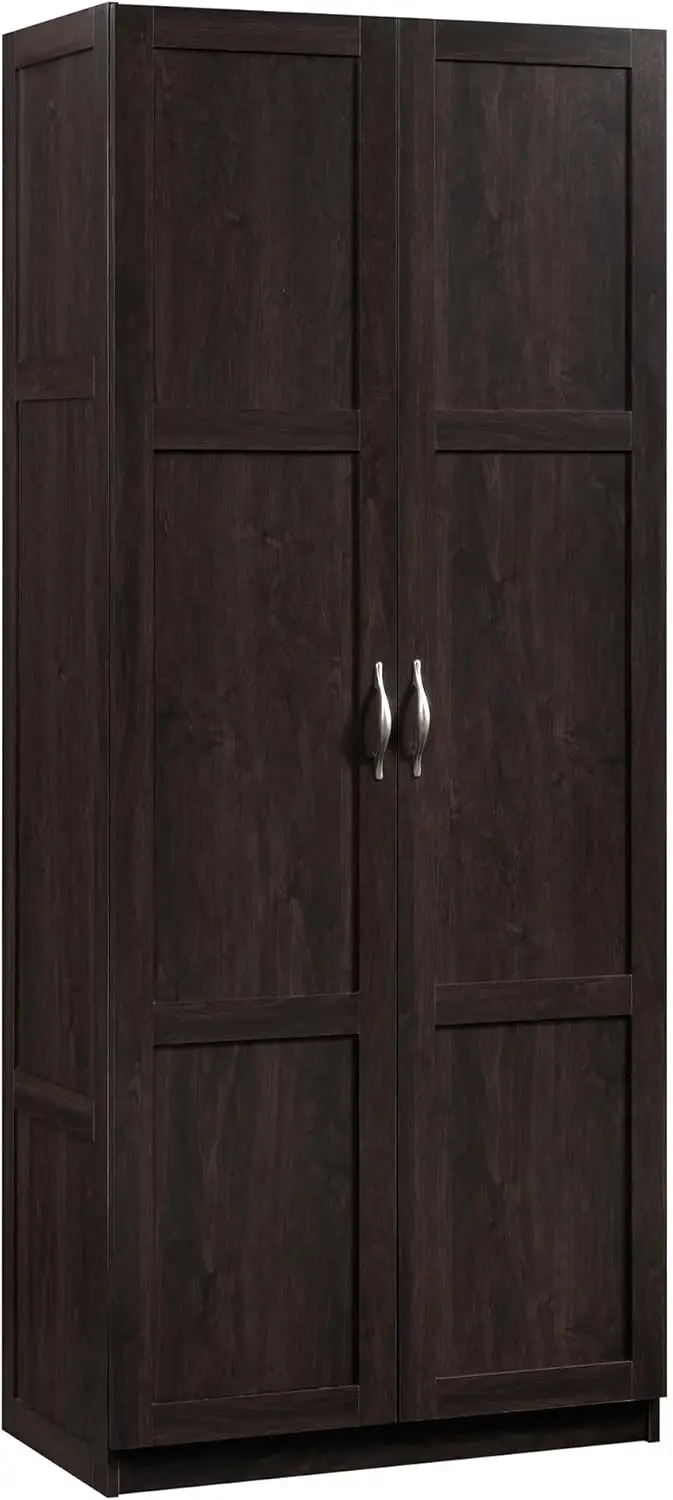 Storage Cabinet Cinnamon Cherry Finish Four Adjustable Shelves Full Upper Shelf Engineered Wood Construction