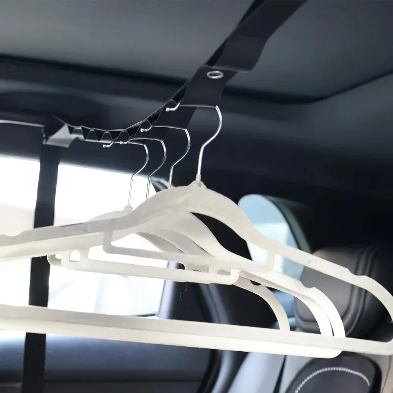 Car Clothes Hanger Bar Rear Trunk Hanging Rope for Coat Suit Auto SUV Telescopic Cloth Racks Outdoor Camping Travel Accessories