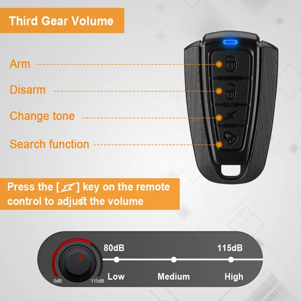 Motorcycle Alarm Wireless Bicycle Vibration Alarm USB Charging Remote Control Anti-theft Moto Bike Security System Anchtek