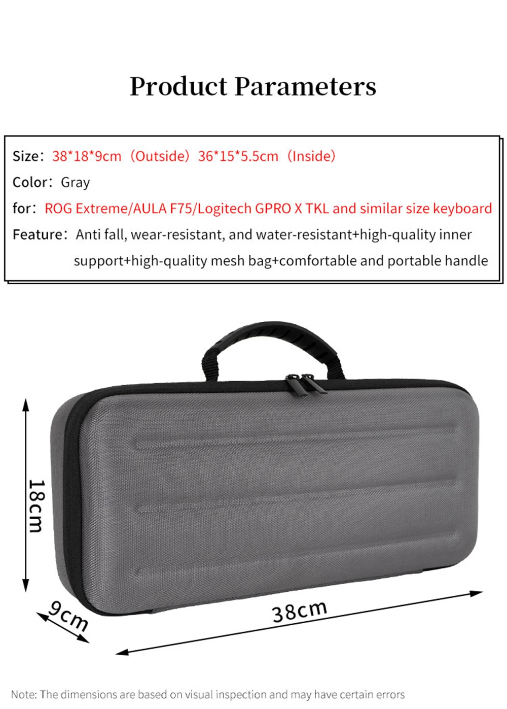 Hard EVA Storage Bags for ROG Extreme AULA F75 Mechanical Keyboard Box Portable for Logitech GPRO X TKL Travel Carrying Case