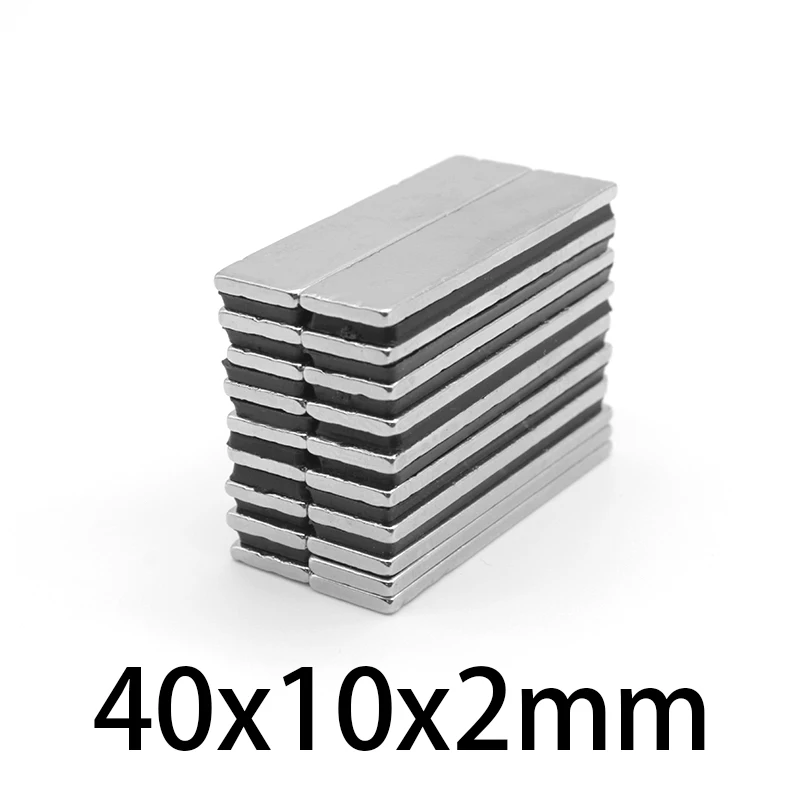 2/5/10/20/30/50 Pz 40X10X2Mm Blocco Magnete Al Neodimio Terre Rare N35 Magneti Potenti Rettangolari Potenti 40X10X2 40*10*2Mm