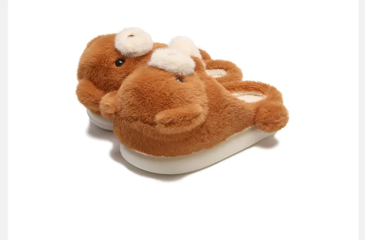 Kreative braune Umarmungsbär-Hausschuhe für Damen, stereoskopische Tierfell-EVA-Clogs, weiche, pelzige Kuschelbären-Hausschuhe für den Innenbereich – Detail 8