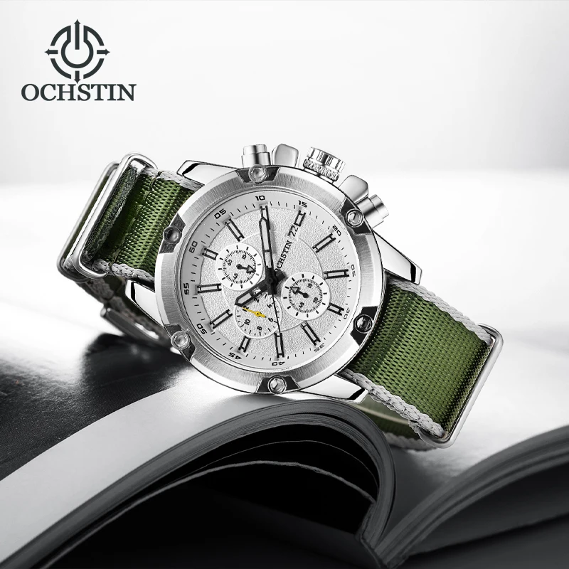 Hot OCHSTIN 2024 Creative Nylon Collection Sports Street Men's Watches Multifunction Quartz Movement Men's Quartz Watches