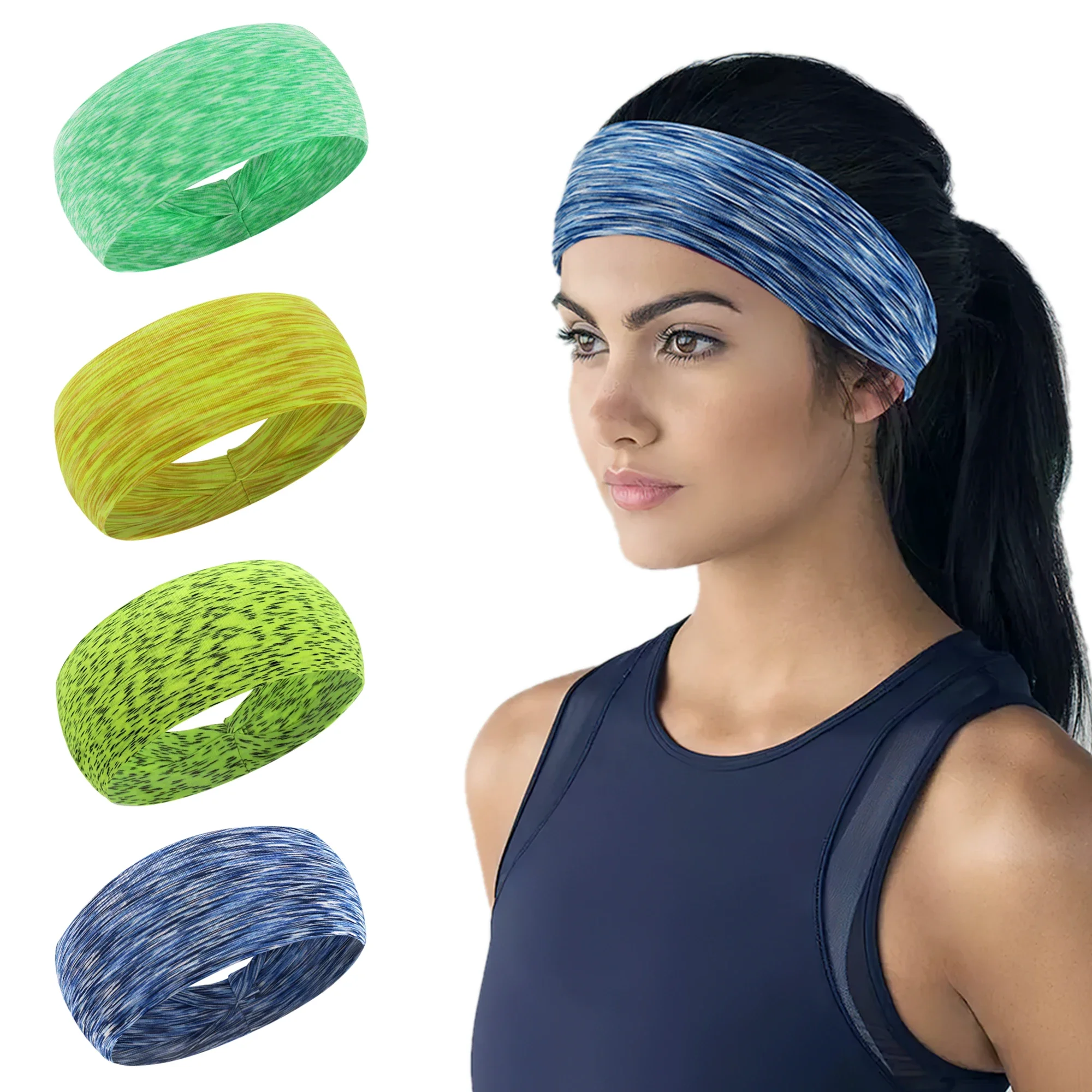 

4Pcs Sweatband for Women Elastic Sport Hairbands Head Band Yoga Headbands Headwear Headwrap Sport Workout Hair Accessories