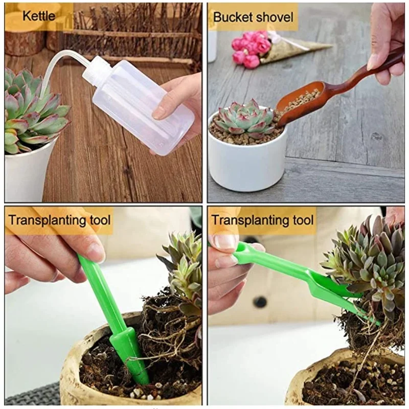 13 pezzi kit fioriera da giardino fai da te semina pala cucchiaio secchio cucchiaio piante grasse piantine strumento bonsai fertilizzante dispositivo di perforazione - immagine 3