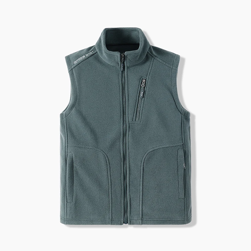 Polar Fleece Vest Autumn Winter Warm Standing Collar Windproof Simple Solid Color Thin High Trend All Quality Fabric Comfortable