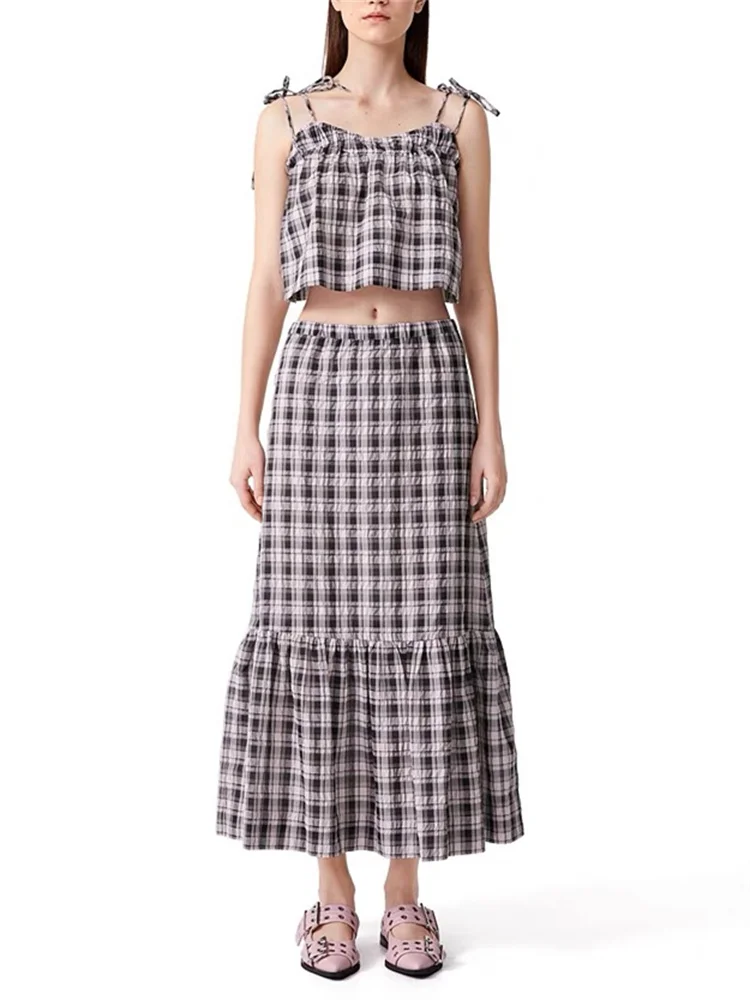 2024-New-Light-Purple-Plaid-Sling-Tank-Tops-or-High-Waist-Ladies-Sweet ...