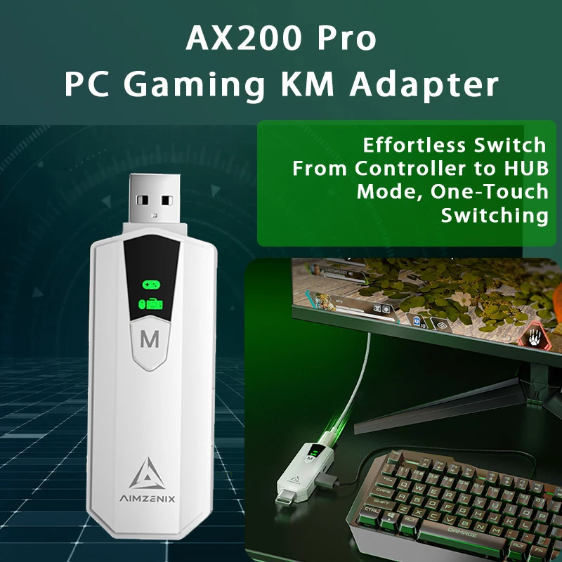 AIMZENIX AX200PRO Keyboard & Mouse to Controller Converter for PC & Nintendo Switch-Plug Play FPS Gaming Adapter (Call of Du
