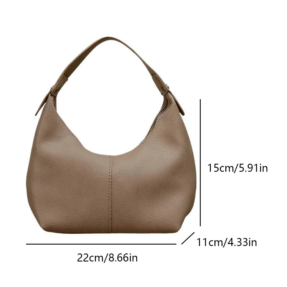 Women Vintage Underarm Bag PU Leather Simple Shoulder Purse Solid Color Casual Armpit Handbag Girls Outdoor Daily Bag