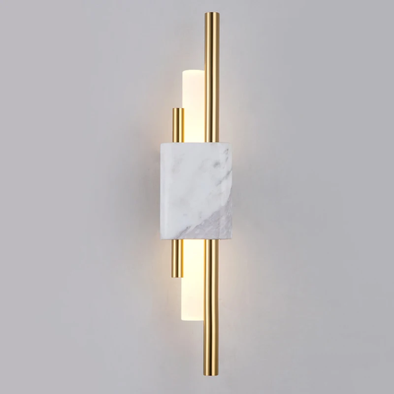 Lampada da parete in marmo bianco verde di lusso soggiorno Lobby camera da letto Golden Decor comodino applique Hotel corridoio scala Led Light 6W