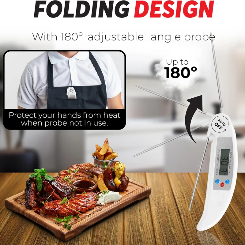 Foldable Thermometer Drink Measuring Tool Kitchen Oil Coffee Thermometer Barbecue Milk Water BBQ Digital Meat