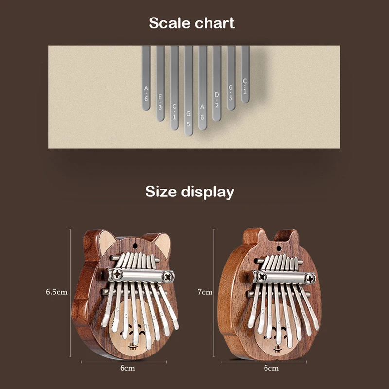 HLURU Mini 8 Key Kalimba, Portable Thumb Piano for Kids & Beginners, Finger Piano with Tuning Hammer, Perfect Musical Gift & Ins