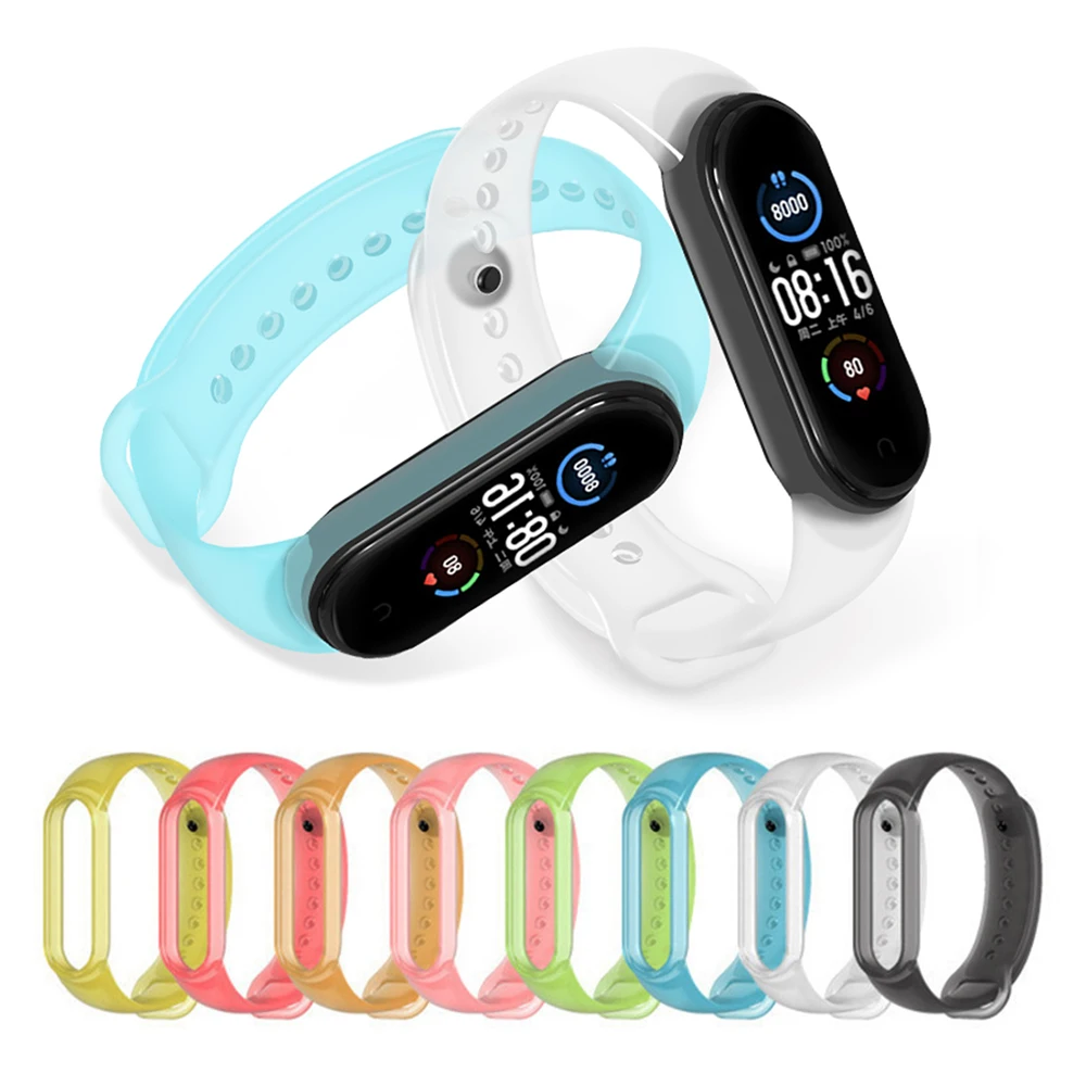 Ремешок Jelly для Xiaomi mi band 6 5 4 3 сменный цветной браслет из ТПУ оригинальный