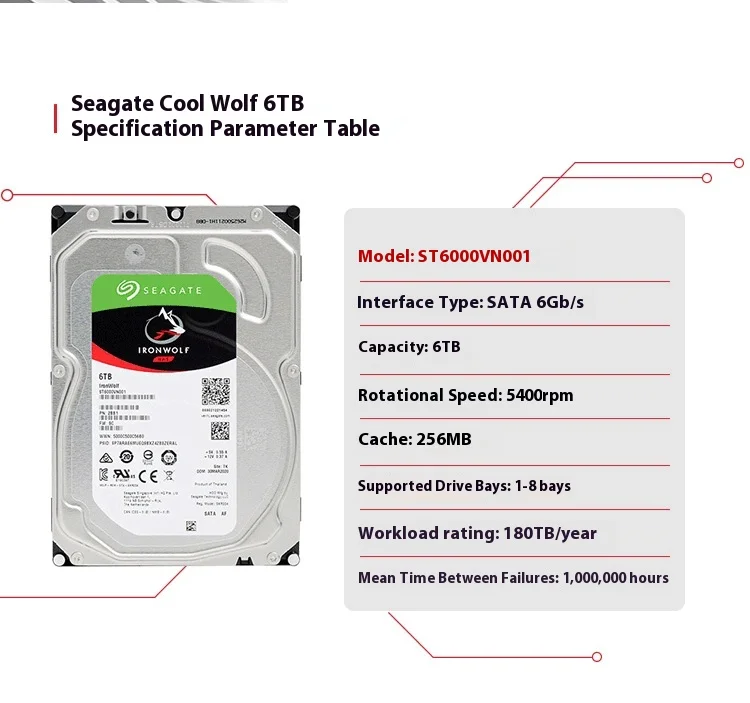 Seagate Ironwolf Nas ST6000VN001 6TB 256MB SATA III HDD