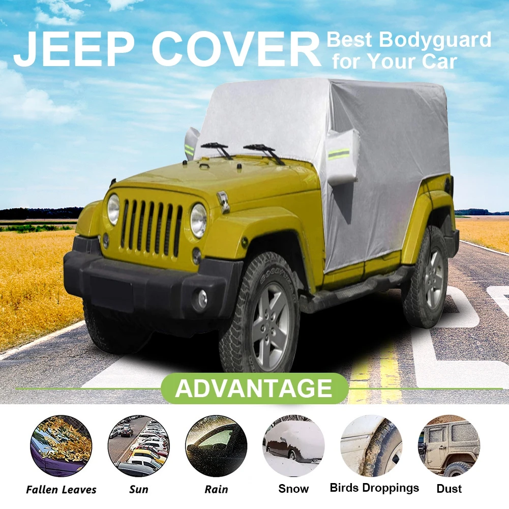 210D Waterproof Top Car Cover for JEEP Wrangler JK JL 2 Door /4 Door 2007  2020 Half Roof Outdoor Protection Cover Snow Rain Dust| | - AliExpress