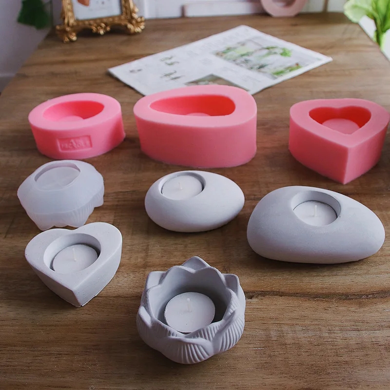 Handmade Diy Candle Candlestick Cement Concrete Silicone Mold Plaster Ornaments Glue Jewelry Storage Resin Mold