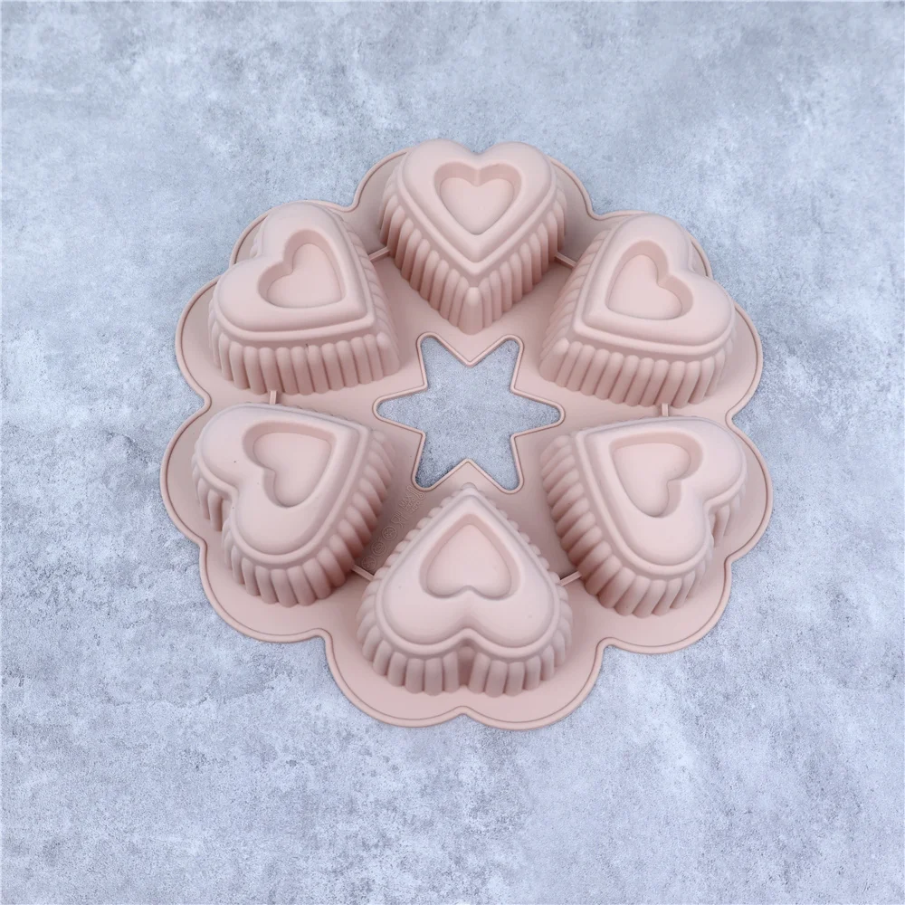 Description Picture 6 of itemHeart Chocolate Molds 6 Cavity Love Shape Silicone Forms Dessert Mousse Jelly Mold Confeitaria Cake Decoration Tools