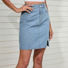 

Women's Denim Skirt Temperament Commute Washed Mid-Waist Split Denim Mini Skirts for GirlsBodycon Split Skirt Office Skirt Woman