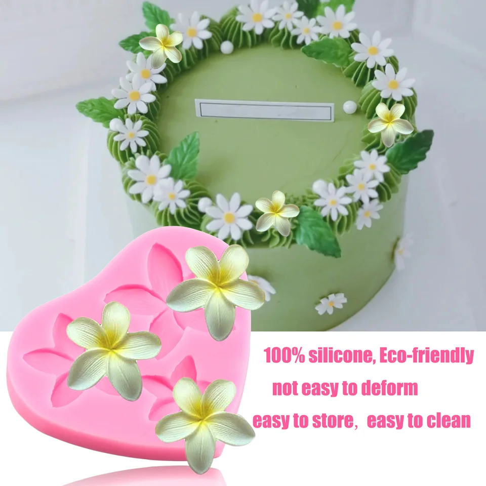 Scheam 2 Pieces Tropical Flowers Silicone Molds,Hibiscus Flower Fondant Mold ,Palm Leaf Candy Molds,Turtle Leaves Shape Resin Tools,for Cake Decorating Cupcake Topper Birthday Party Pink