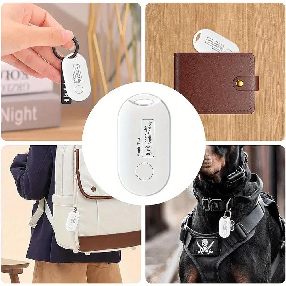 Key Finder Locator with Sound, Item Tracker for Keys, Bags, Pet, Smart Tag Work with Apple Find My(iOS Only) Replaceable Battery