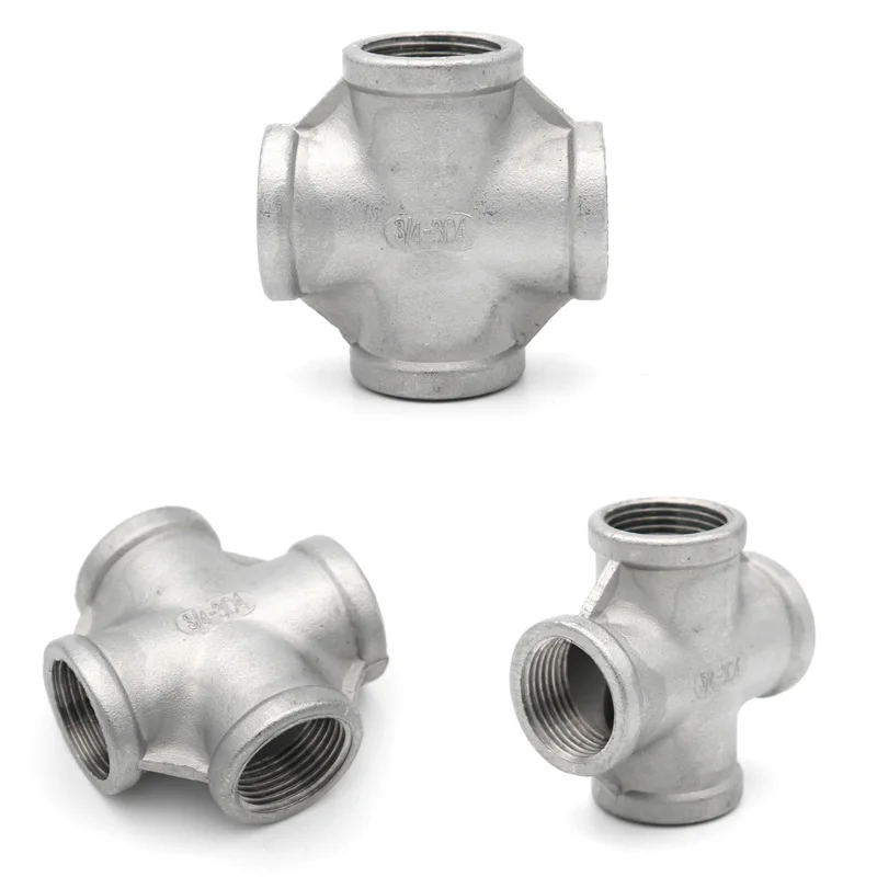 1pc 3/4" BSP Female 304 Stainless Steel 3 Way Corner Type Pipe 304  Stainless Steel 1PC 1/4" BSPT Female 5 Ways Corner Cross 304 Stainless Steel P