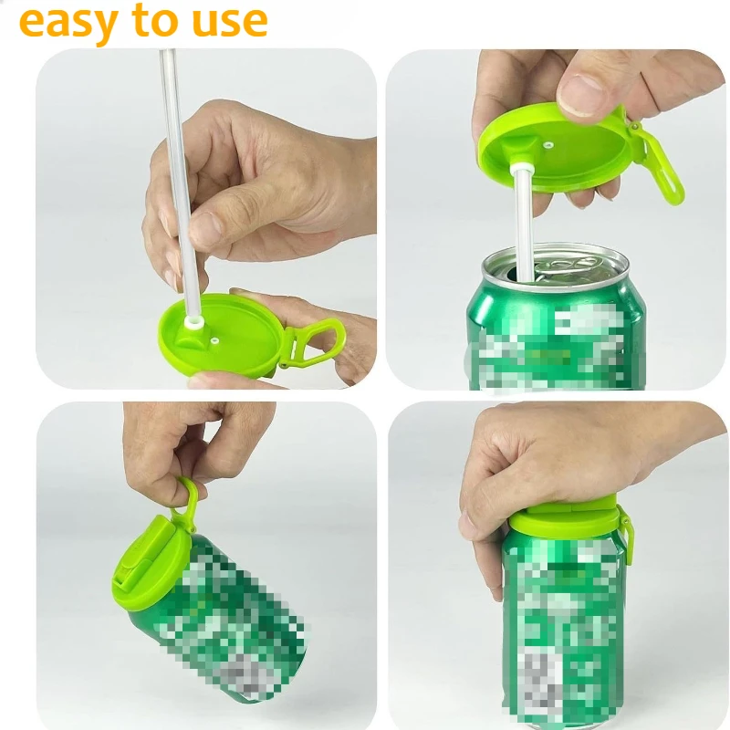 Reusable Straw Cap for Canned Drinks - Versatile Beverage Accessory in Four Vibrant Colors
